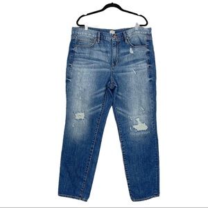 J. Crew Factory Jeans Cropped (Inseam 28”) Distressed Blue Size 32